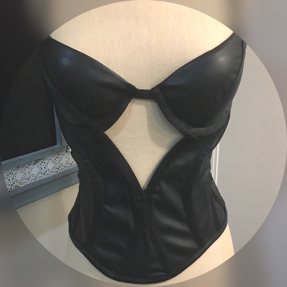 Nasty Gal Faux Leather Black Bustier Or Corset - Picture 2 of 8